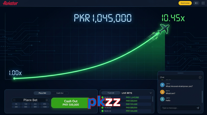 Main screen of Pkzz aviator page for PK players